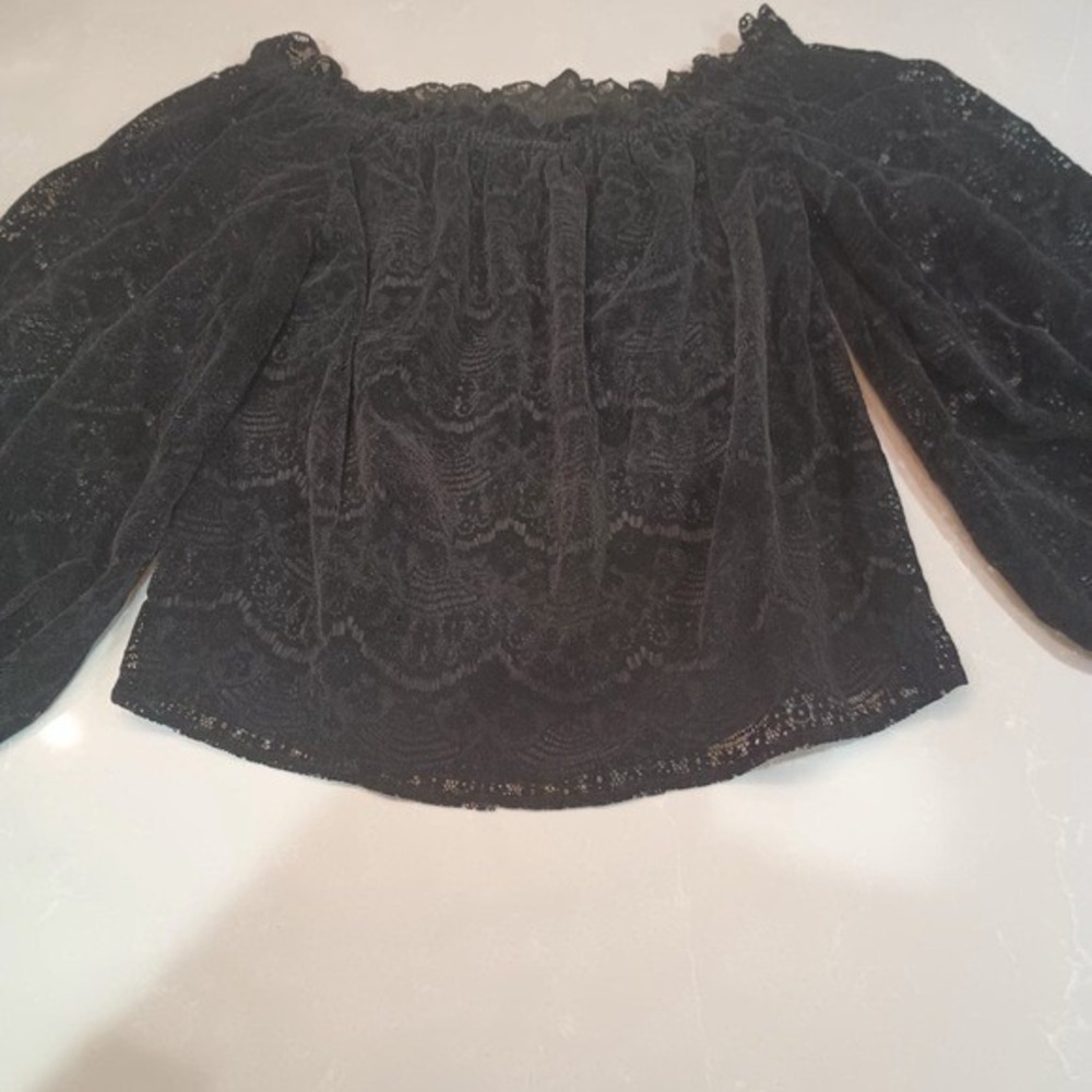 Express Sexy Black velvet Lace off the shoulder Whimsigoth Off-Shoulder Blouse